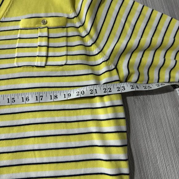 Lands' End 3/4 Sleeve Gold Button Yellow W/navy/white Stripe 2X EUC - Picture 7 of 8